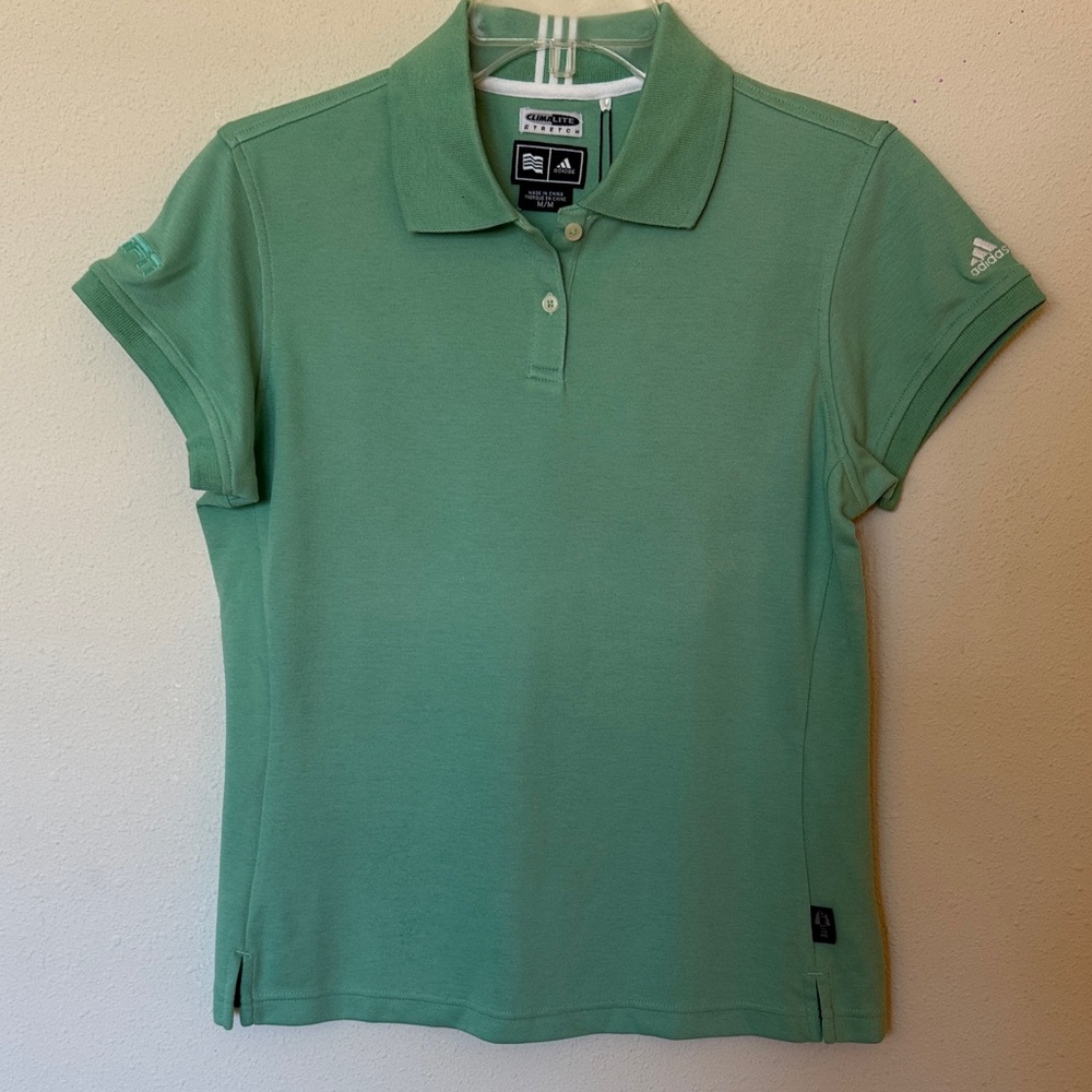adidas Women’s Green Polo Climalite Stretch ESPN Golf Shirt SizeM